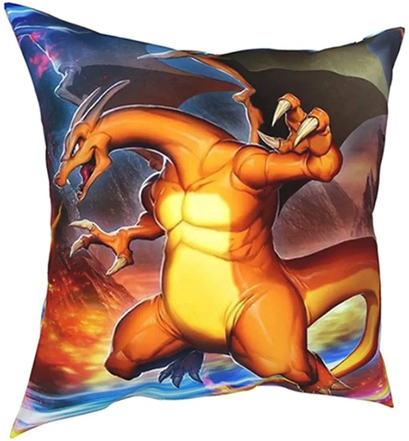 45*45CM Pokemon Pillowcase Toys Pikachu Anime Cartoon Pattern Pillowcase  Gengar Eevee Short Plush Cover Decor Sofa Pillow Cover