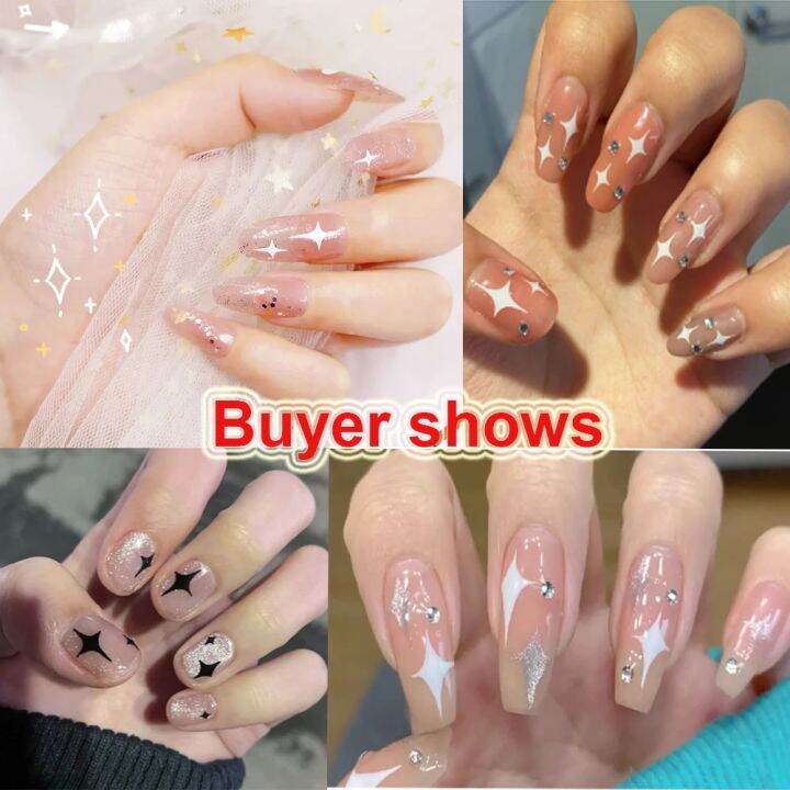 1แผ่นสติกเกอร์ติดเล็บดาวสีทองสีเงินสีดำรูปดาว-mansing-รูปตกแต่งเล็บ-bling-self-adhesive-manicure-decals