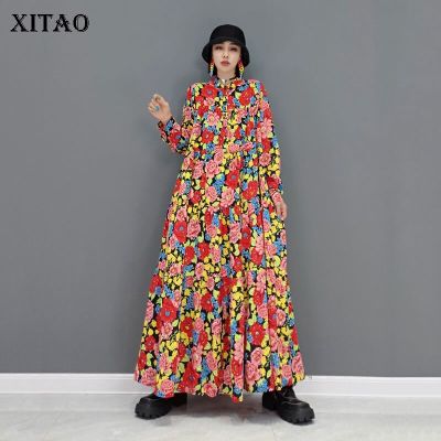 XITAO Dress  Women Long Sleeve Print Dress