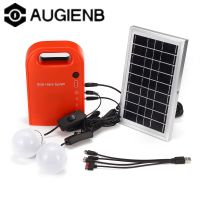 5W Solar Generator Lighting System Portable Power Kit Emergency Supply Home Outdoor Camping with Panel 2 LED Lights