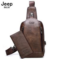 JEEP BULUO Men Crossbody กระเป๋าทุกวันกระเป๋าขนาดใหญ่คุณภาพสูงขนาดใหญ่ความจุแยกหนังไหล่กระเป๋าสะพายสำหรับ iPad New