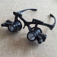 【100%-New】 JGHJYTRFDR 10X 15X 20X 25X นาฬิกาซ่อม Loupes Binocular แว่นตาแว่นขยายที่มีไฟ LED แว่นตาแว่นตา