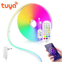 1/2/3/4/5M Tuya Wifi LED แสงนีออนหรี่แสงได้12V แถบนีออนหลากสีเพลงแอปควบคุม RGB เทปริบบิ้นกันน้ำสำหรับบ้าน