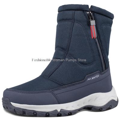 Waterproof Mens Winter Shoes Warm Plush Snow Boots Platform Shoes Thick-soled Women Cutton Shoes Male Outdoor Winter Boots Men
