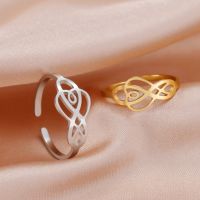 Skyrim Vintage Irish Celtics Knot Ring Women Stainless Steel Gold Color Geometric Open Finger Rings Amulet Jewelry Wedding Gift