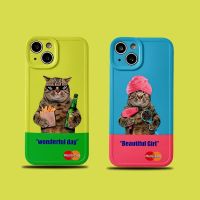 Cartoon Spoof Beer Bath Cat Iphone14promax Mobile Phone Case Suitable For Apple 13 Drop-Proof Straight Edge 12 Soft Case 11Xsmax Couple 【SEP】