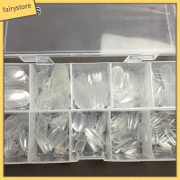 Fairy＆500Pcs Clear Oval Full Cover False Nails DIY Nail Art Transparent Fake Nail Tips
