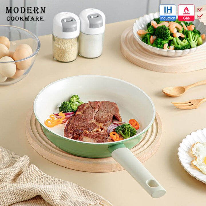 modern-ck-เซรามิกกระทะทอดแบบไม่ติดกระทะทอด24ซม-หม้อทอดหม้ออาหารเตาไฟเตาแก๊สเหนี่ยวนำในครัวกระทะทอดไข่ไม่ติดกระทะ