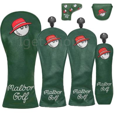 4 Colors Fisherman Hat Golf Club #1 #3 #5 Wood Headcovers Driver Fairway Woods Cover PU Leather Head Covers Golf Putter Cover