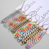 Fashion Trendy Acrylic Beaded Mobile Phone Chain Anti-Lost Cellphone Lanyard Wristband For Telephone Hanging Cord Strap Jewelry