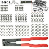 130 buah klem selang Stepless telinga tunggal 5.8-21mm 304 klem selang baja tahan karat cincin klem Cinch atau 1 buah tang penjepit selang