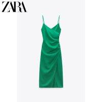 2022Zara ใหม่ฤดูใบไม้ผลิฤดูร้อนใหม่ผู้หญิงคอวีสีเขียวลินินหญิงชุดชั้นในสไตล์ชุด8372088 500