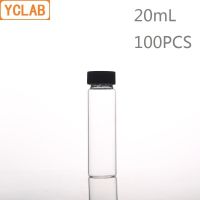 【100%-New】 JAIMs Traders YCLAB ขวดเซรั่มตัวอย่างแก้วขนาด20มล. 100ชิ้นแบบสกรูใสพร้อมแผ่นหมวกพลาสติกและอุปกรณ์ทางห้องปฏิบัติการทางเคมี
