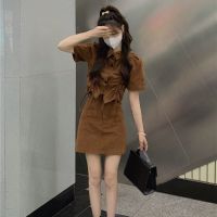 เสื้อผ้าแฟชั่นสำหรับสุภาพสตรี Western style restoring ancient ways to reduce age two suits female draw string jackets tooling Fried street sexy miniskirt ins the new