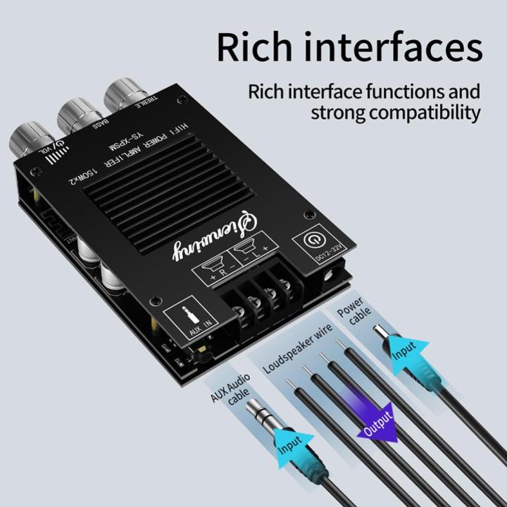 ys-xpsm-บลูทูธพลังงานสูงโมดูลเสียงใช้ได้กับ5-0-tda7498e-เครื่องขยายเสียงเครื่องเสียงบอร์ดสองช่องฮีทซิงค์