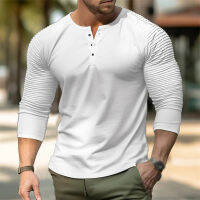 เสื้อยืด Pihu-1Men Henley คอเสื้อยืด Regular Fit แขนยาว Holiday Mens Casual Bloused48-58