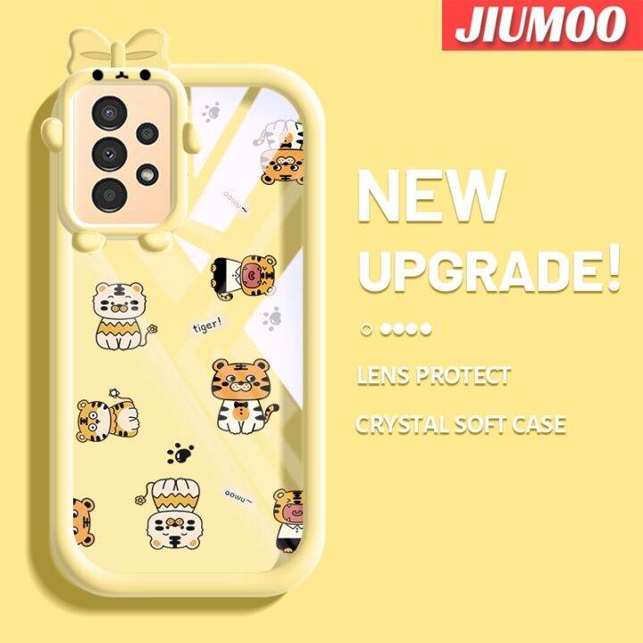 jiumoo-เคส-a04s-ปลอกสำหรับ-samsung-5g-ลายการ์ตูนเสือน่ารักสร้างสรรค์สีสันสดใสน่ารักเลนส์กล้องถ่ายรูปสัตว์ประหลาดตัวเล็กๆเคสโทรศัพท์โปร่งใสแฟชั่นกันกระแทกเคสป้องกันซิลิโคนนิ่ม