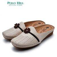 *Polo HILL รองเท้าโปโล แบบสวมครึ่งหนึ่ง ลายดอกไม้ PLSL-LS5178 (สีฟ้า/สีขาว)