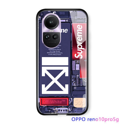Serpens เคสสำหรับ OPPO Reno10 Pro 5G แฟชั่นที่น่าตื่นตาตื่นใจเคสโทรศัพท์สำหรับเด็กชาย,เคสป้ายโลโก้แนวป๊อปไทด์เคสกระจกเทมเปอร์กันกระแทก