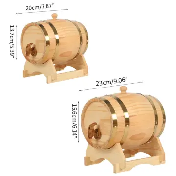 1.5L Whiskey Barrel Dispenser Oak Aging Barrels Home Whiskey Barrel  Decanter for Wine, Spirits, Beer, and Liquor (Brown)
