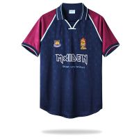 á➤เสื้อกีฬาแขนสั้น ลายทีม West Ham x Iron Maiden Home 1999-2001 สไตล์เร สําหรับผู้ชาย