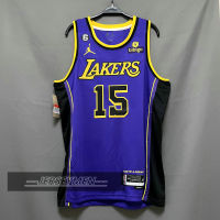 【High Quality】Mens 2022-23 New Original NBA Los Angeles Lakers #15 Austin Reaves Jersey Statement Edition Purple Swingman Heat-pressed