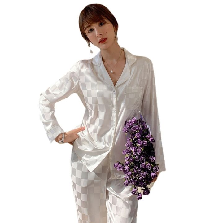 xiaoli-clothing-ชุดนอนผู้หญิง39-s-ผ้าแจ็คการ์ดชุดนอนชุดนอนแขนสั้นไหมแบบยาวผ้าไหมน้ำแข็งเกรดสูงสวมใส่ด้านนอกชุดนอนบ้าน