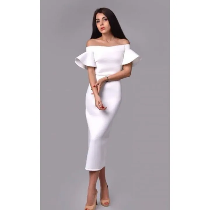 Cod White Formal Civil Wedding Graduations Baptismal Dedication Kasal Binyag Fashion Dress 8300