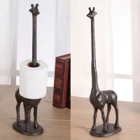 Cast Iron Giraffe Large Toilet Roll Holder Paper Free Stand Bathroom/Parlor Storage Giraffe