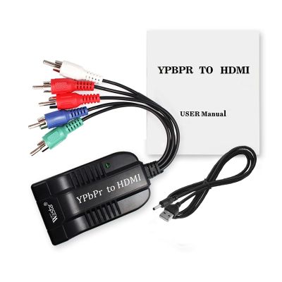 5 RCA Ypbpr component to HDMI HDTV video audio converter adapter with power supply(USB DC cable) Cables