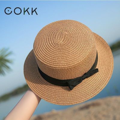 【CC】 COKK Panama Hat Beach Female Flat Brim Cap Chapeu Feminino