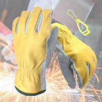 NMSafety Cowhide Work Gloves For Yard Work Cutting Construction Leather Welding Gloves with Clips