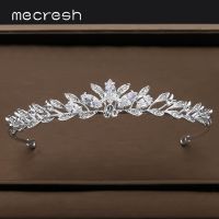 Mecresh Wedding Tiaras and Crowns Women Prom Hair Ornaments Zircon Pageant Bridal Hair Accessories Leaves Headband HG241