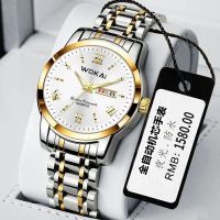 นาฬิกาผู้ชาย QUARTZ Non-mechanical Luminous Waterproof Watch Mens Steel Belt New High-end Business Ultra-thin Trend Watch