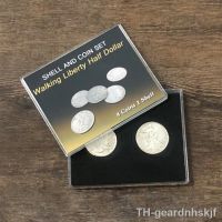 yjbu♙✵  Walking Liberty Half and Coin Set (4 Coins 1 Shell) Tricks Close Up Gimmick Appear/Vanish