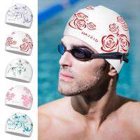 Swim Caps Thicken Silicone Swim Caps For Long Hair Printed Design Silicone Swimming Caps For Women Kids Men Adults Boys Girls Swim Caps