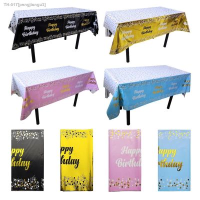 ◐ Happy Birthday Disposable Tablecloth Dot Star Printed Rectangle Desk Cloth Wipe Table Cover for Birthday Party Baby Shower Decor