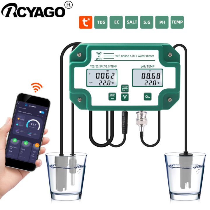 rcyago-เครื่องวัดความเป็นกรด-ด่างแบบดิจิตอล-พีเอชมิเตอร์บลูทูธมิเตอร์วัดความเค็มสำหรับบ่อปลาตู้ปลาการเพาะเลี้ยงสัตว์น้ำ