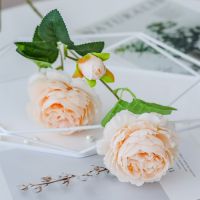 【CC】 European 3Heads Artificial Bouquet for Garden Room Decoration Wedding Supplies Fake Flowers