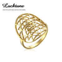 Lucktune ศาสนาฮินดูศรี Yantra จักรสัญลักษณ์แหวนสแตนเลสการทำสมาธิพระเครื่องแหวนปรับสำหรับผู้หญิง2022เครื่องประดับของขวัญ