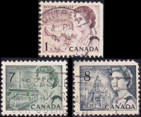 แสตมป์แคนนาดาใช้แล้ว - ปี 1967 Queen Elizabeth II ครบรอบร้อยปี "การคมนาคม", Queen Elizabeth II ครบรอบร้อยปีรัฐสภา,Queen Elizabeth II-Northern Regions