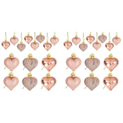 48Pcs s Day Heart Shaped Ornaments Heart Shaped Baubles Ornaments for Home Tree Hanging Decorations
