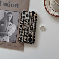 Luxury brand Houndstooth Apple 12 iphone case 13 ins hot luxury Wrist band models 13promax suitable for iphone 7plus 12 promax iphone case xs xr xsmax 13pro 12pro ultra-thin iphone case 11 11promax lady fashion embroidery