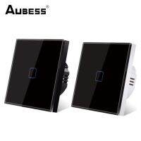 AUBESS EU Switch 1/2/3 Gang แผงไฟด้านหลัง LED คริสตัลเทมเปอร์แก้วไฟติดผนังประสาทสัมผัสสวิทช์ขัดจังหวะ AC100-240V