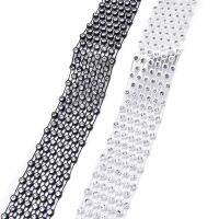 【CW】 2.6Cm Elastic Rhinestone Mesh 5 Rows/6 Row Wire Sheet Trimming Embellishment Sew Accessories