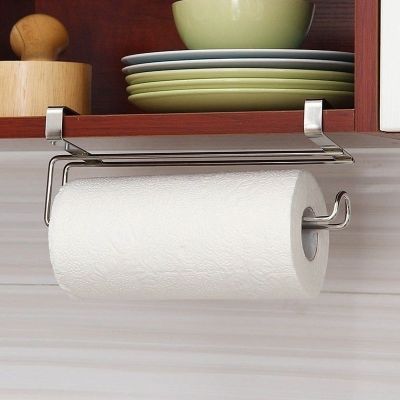 Fashion Roll Paper Towel Holder Stainless Steel Removable Organizer Hang Type Bathroom Kitchen Tissue Rack No Drilling Bathroom Counter Storage