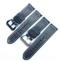 Suitable For Panerai leather watch strap mens retro crazy horse smoke gray 22 24 26mm