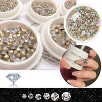 GUORE 3D ขนาดผสม ลูกปัดเพชร เงางาม หลากหลาย กลิตเตอร์ เล็บ Rhinestones ตกแต่งเล็บด้วยตัวเอง AB คริสตัล อุปกรณ์ทำเล็บ