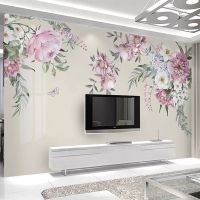 【cw】 Custom Wallpaper Hand-painted Watercolor Flowers Murals Room TV Sofa Bedroom Wall Painting