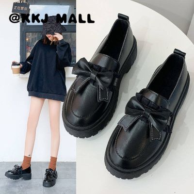 KKJ MALL JK Small Leather Shoes Womens Autumn 2021 New Student Single Shoes Korean Version of The Wild R British Style Ins Thick-soled Shoes